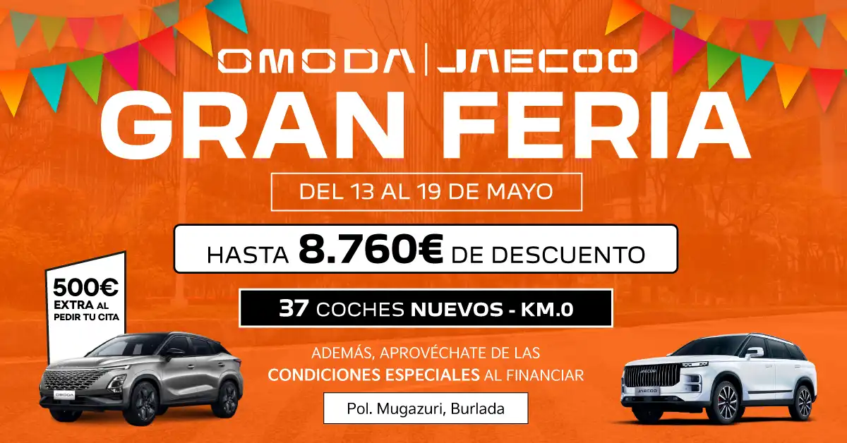 Gran Feria Omoda y Jaecoo. Descuentos de hasta 8.760€. Solo en Zen Motor Navarra.